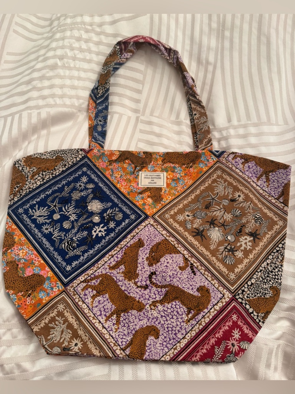 Sézane x Inoui Editions Patchwork Print Canvas Tote Bag - Multicolor